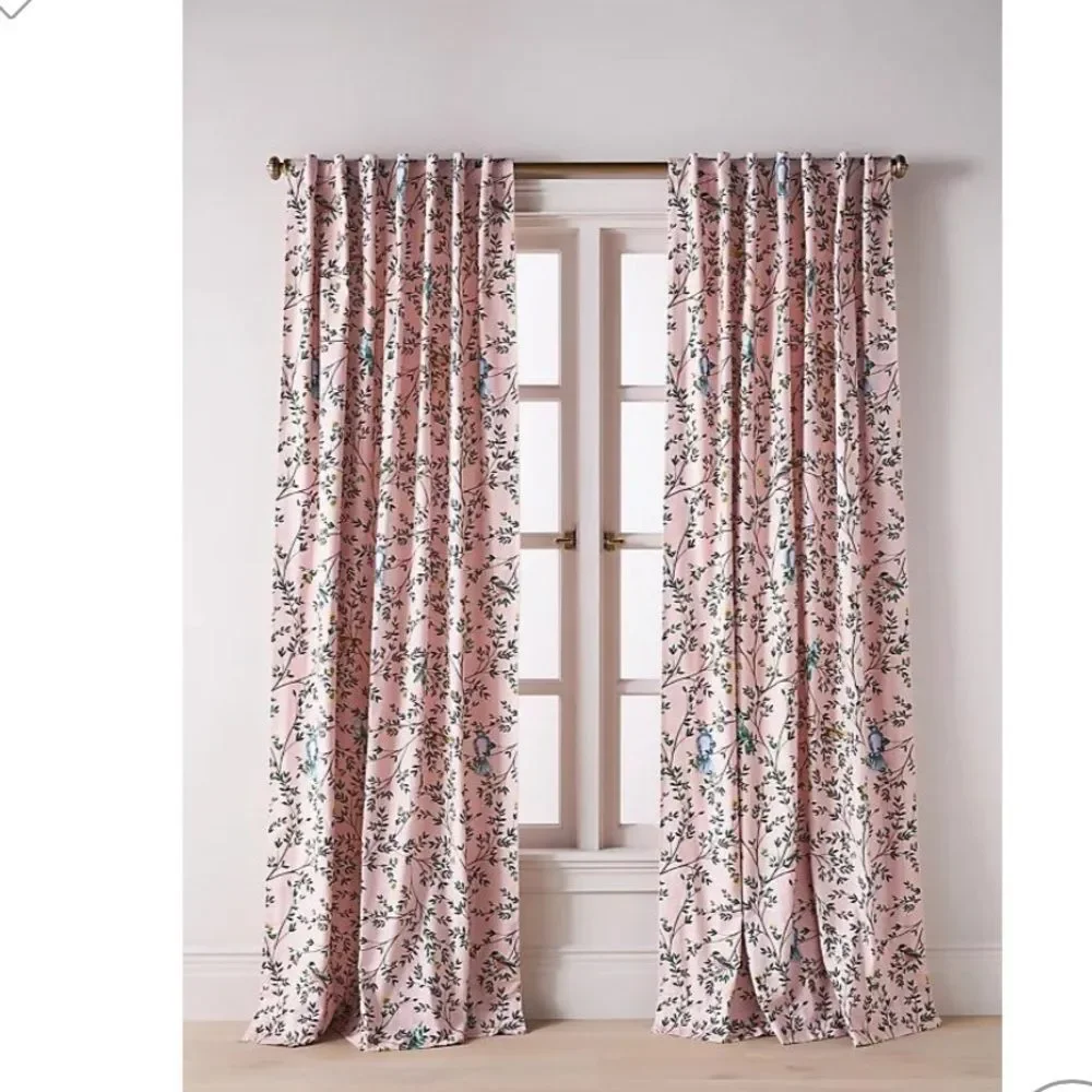 NEW Anthropologie Priyanka Organic Cotton Printed Bird Curtin One panel